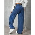 thumbnail image 4 of 2026 Y2K Retro Azul Jeans For Mujeres Otoño E Invierno Hot Diamond Butterfly Pantalones Rectos Sueltos, 4 of 7