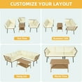 thumbnail image 2 of DWVO Patio Wicker Sofa set, Outdoor Boho Sectional Furniture L-Shaped Sofa with Beige Cushions and 2-tier PE Rattan Side Coffee Table - Beige, 2 of 6