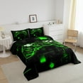 thumbnail image 3 of Game King Bedding Sets Gaming Comforter Set,Green Gamer Bed Set,Modern Glowing Neon Lights Gamepad Duvet Insert,Geometric Plaid Lattice Down Comforter Reverse 3Pcs, 3 of 7
