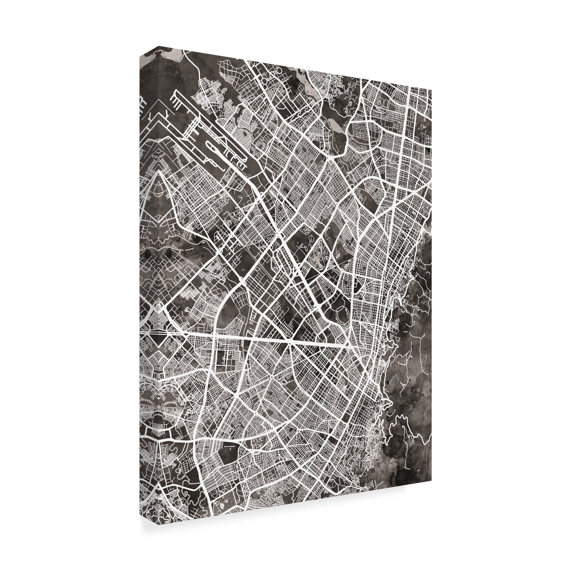 Trademark Fine Art 'Bogota Colombia City Map Black' Canvas Art by Michael Tompsett