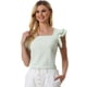 thumbnail image 1 of Top de verano a cuadros para mujer Blusa de manga con volantes y cuello cuadrado Verde L, 1 of 4