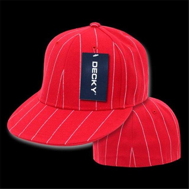 Decky RP3-PL-RED-26 Casquette Ajustée à Rayures, Rouge, Taille 7.38