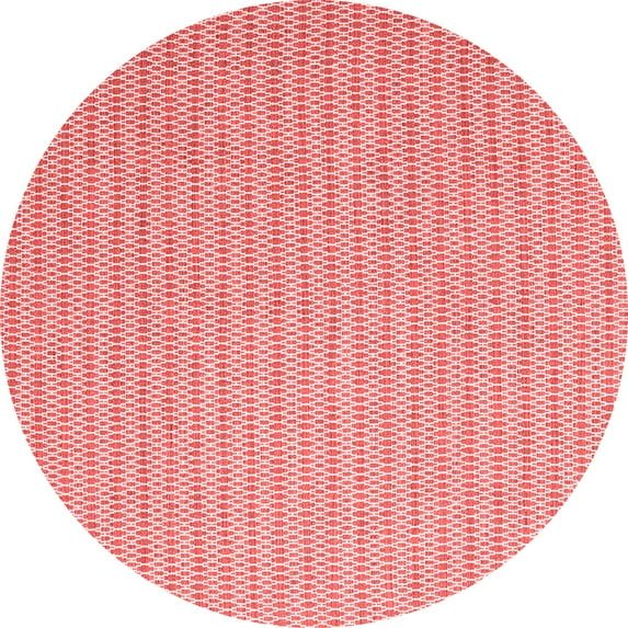 Ahgly Company Indoor Round Abstract Red Contemporary Area Rugs, 5' Round