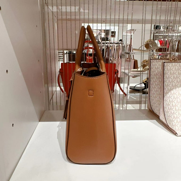 Michael Kors Kali Medium Brown Signature PVC Satchel Purse Handbag iPad Case