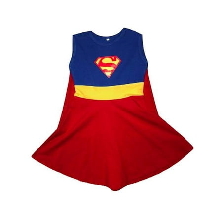 L C Boutique Girls Supergirl Super Hero Casual Play Dress in sizes to fit 2 to 12