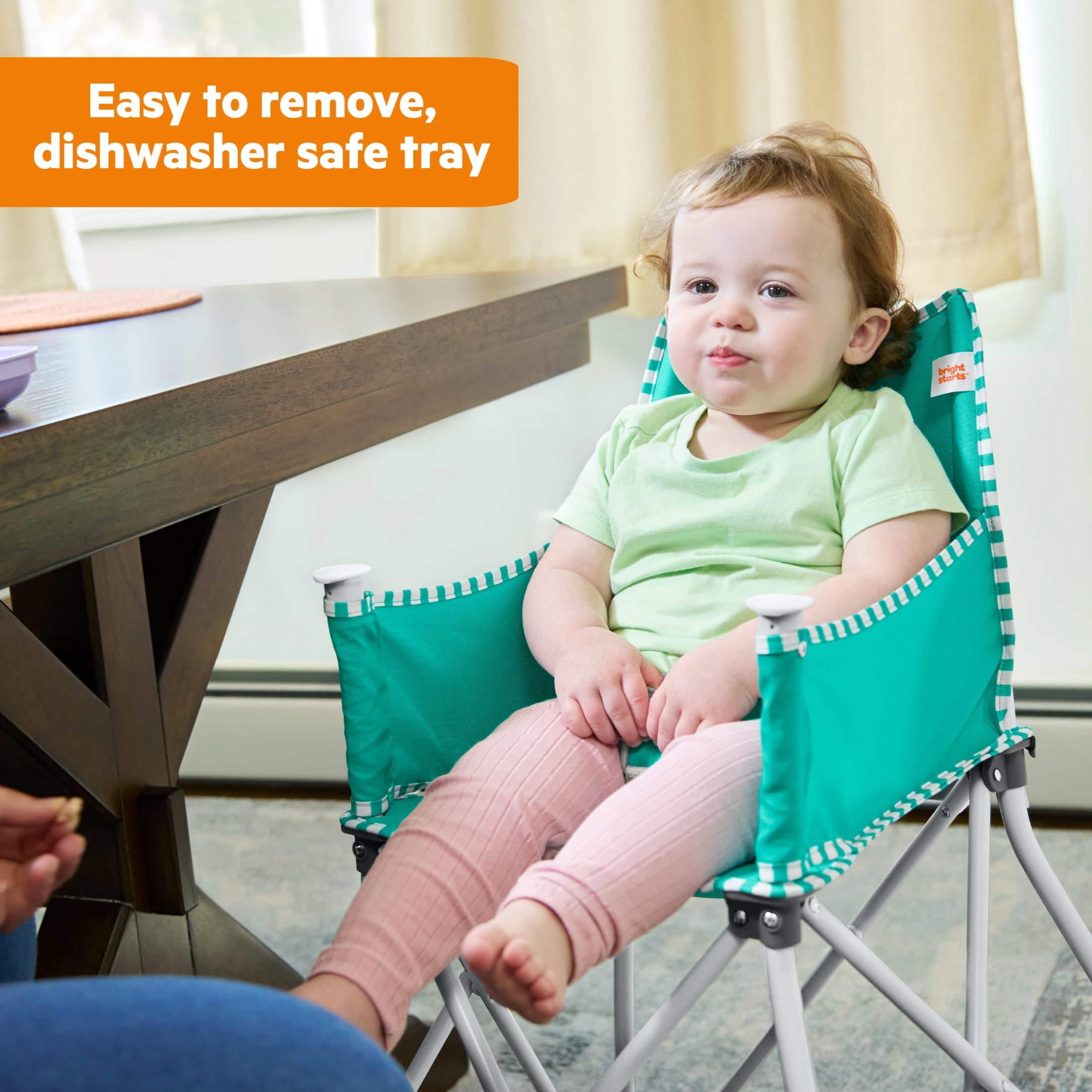 Bright Starts Pop 'N Dine Portable High Chair, Teal, Unisex, Infant