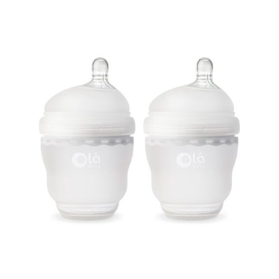 Olababy GentleBottle, Silicone Baby Bottle - 4oz, Frost 2-Pack