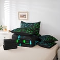 thumbnail image 6 of meiyoeat Classic Geometric Checkered 7 Pieces Full Size Bedding Sets For Kids,Gradient Neon Blue Green Full Size Bed in a Bag For Boys,Black Reversible, 6 of 7