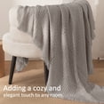 thumbnail image 6 of Exclusivo Mezcla Knitted Throw Blanket with Fringes for Couch, Soft and Warm Textured Throw for All Season, Lightweight Breathable Room Decor, Beige, 50”x60”, 6 of 8