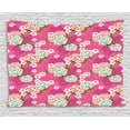 thumbnail image 1 of Traditional Tapestry, Vivid Botanical Pattern from Taiwan Hakka Culture with Peony and Hibiscus, Wall Hanging for Bedroom Living Room Dorm Decor, 60W X 40L Inches, Pink Blue Green, by Ambesonne, 1 of 2