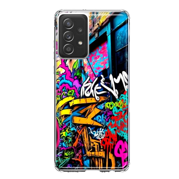 MUNDAZE Samsung Galaxy A53 Shockproof Clear Hybrid Protective Phone Case Urban Graffiti Street Art Painting Cover