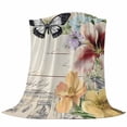 thumbnail image 6 of Retro Flowers Blossom Blanket Soft Cozy Warm Throw Blanket for Couch, Plush Fuzzy Flannel Fleece Blankets for Sofa, Spring Summer Butterfly Botanical Bed Blankets Lightweight Gifts for Women, 50"x60", 6 of 9