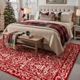 thumbnail image 4 of BERTHMEER 8'X10' Christmas Area Rug for Living Room Large Christmas Rugs for Bedroom Dining Room Holiday Decor for Farmhouse Laundry Vintage Washable Non-slip Rug,Red, 4 of 7