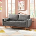 thumbnail image 3 of Neche 59" Velvet Spring Sofa Couch for Living Room, Office, Small Space, Solid Wood Leg, One Box, Gray, 3 of 8