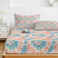 thumbnail image 6 of Twin Sze Fitted Sheet Set - Teal Orange 2 Piece Bedding Sets 16" Deep Pocket Fitted Sheet with 1 Pillowcase, Modern Tie Dyeing Contemporary Abstract Art Brushed Microfiber Hotel Luxury Bed Sheets, 6 of 9