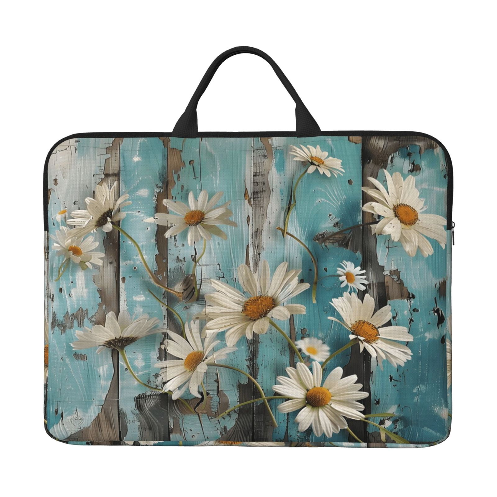 Laptop Sleeve Bag For Women Men 14inch Waterproof Durable Protective Computer Carrying Cover Handle Laptop Case Bag Turquoise Wood Farmhouse Sunflowers (12)