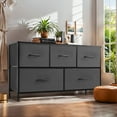 thumbnail image 5 of 【Holiday Deal】5-Drawer Dresser, Space-Saver Storage Organizer with Fabric Bins & Wood Top, Easy Assembly for Bedroom, Nursery, Entryway, Gray, 5 of 9