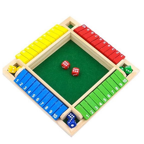 Four-person Digital Colorful Dice Shut The Box Board Game Deluxe Four Sided Table Game Set for Bar Family Party Games Anvirtue