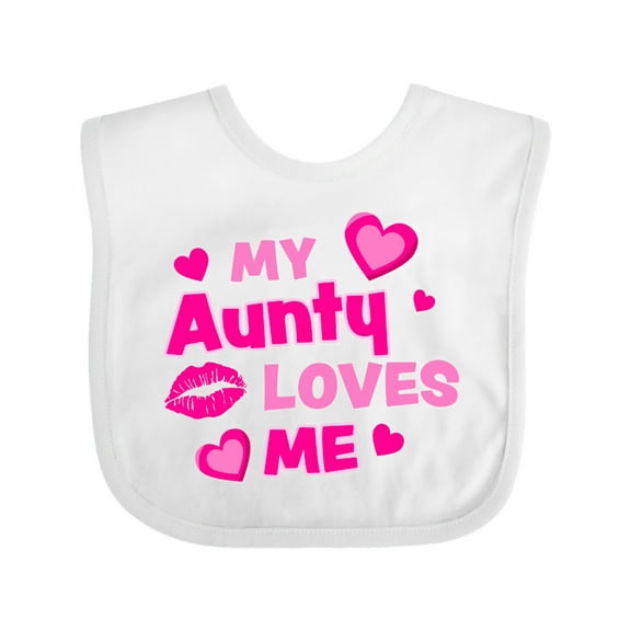 Inktastic My Aunty Loves Me with Hearts and Kiss Boys or Girls Baby Bib