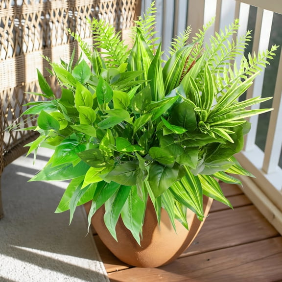 HKKDKTA 8 Bundles Outdoor Artificial Plants,UV Resistant Fake Greenery Stems Faux Shrubs,Fake Plants for Outdoor Patio Yard Garden Front Porch Decor.