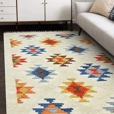 Handmade Bohemian Shaggy Moroccan Southwestern Area Rug Ivory 9' 0" x 12' 0"