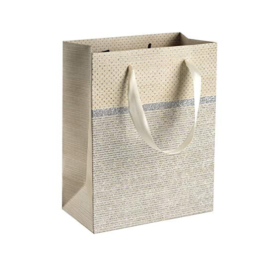 Grey Sparkling Glitter Gift Bags 24 Pack 9"X 7"X 4"