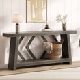 thumbnail image 1 of 70.9 Inch All-Wood Console Table, Extra Long Sofa Table Behind Couch with Stable Trapezoid Structure, 2-Tier Narrow Entryway Table, Hallway Stand for Living Room, 1 of 7