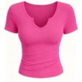 thumbnail image 3 of iHengLiXing Plus Size Womens Tops Dressy Casual Women Casual Round Neck Short Sleeve Solid Pullover Blouse T-shirt Tops Loose Blue M, 3 of 5