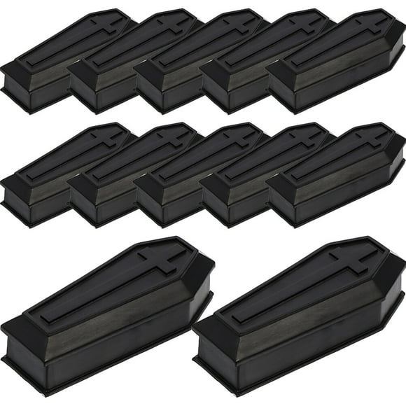 14pcs Halloween Coffin Prop Plastic Coffin Box with Lid Party Treat Box Prank Props