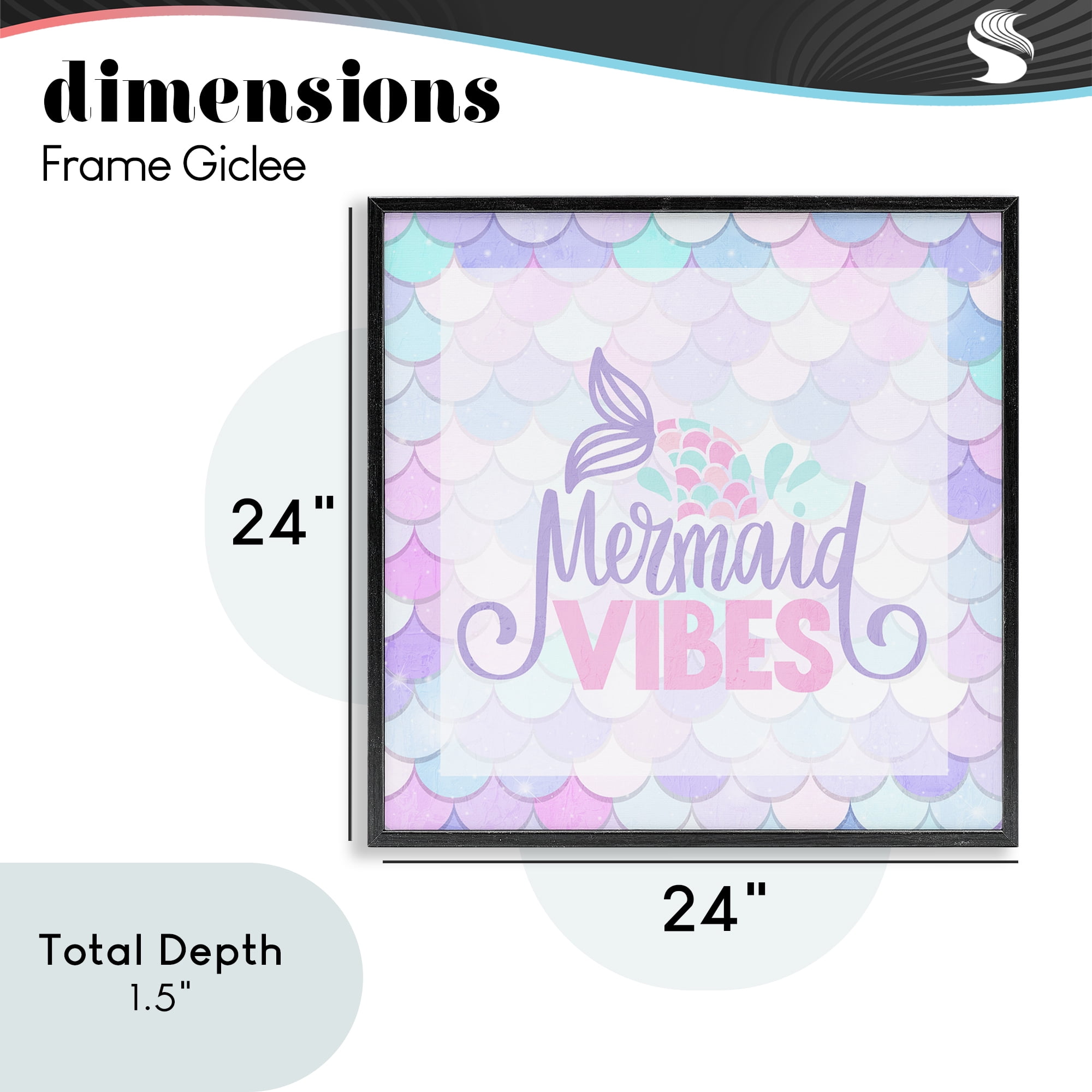 Pastel Mermaid Vibes Black Framed Giclee Art, design by Kim Allen