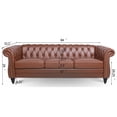 thumbnail image 3 of 84 Inch 3-Seater Sofa, PU Upholstered Living Room Sofa with Button Tufted Backrest and Nailhead Trim Armrest, Modern Long Sofa Couch with Inclined Legs and 660 lbs Weight Capacity, White, 3 of 7