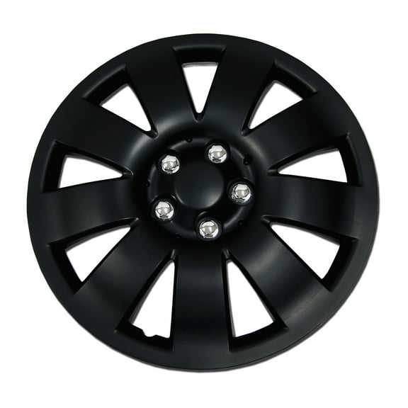 TuningPros WSC-721B17 Set of 4 Matte Black Hubcaps 17" - Hub Caps Wheel Skin Cover 17 inches 4 Pcs Set