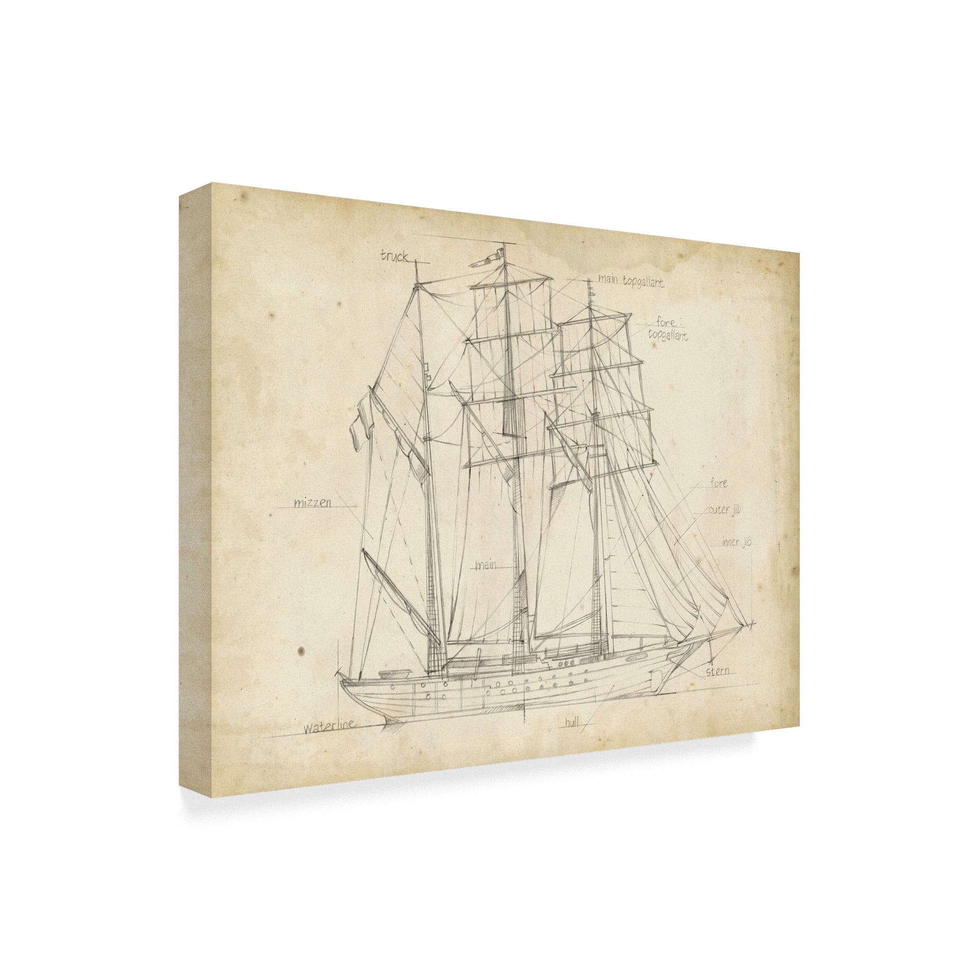 Trademark Fine Art 'Sailboat Blueprint I' Canvas Art by Ethan Harper