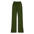 thumbnail image 3 of ShaoRunShi Womens Lightweight Staight Leg Pants Drawstring Elastic Waist Summer Long Pants Beach Vacation Pants, 3 of 6