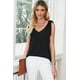thumbnail image 3 of ABPHQTO Camiseta sin mangas negra con cuello en V y lazo en el hombro para mujer, 3 of 5