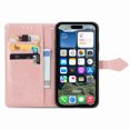 thumbnail image 2 of Dteck for Apple iPhone 16E 2025 Released Wallet Case with Card Holder, Shockproof PU Leather Kickstand Card Slots Case, Embossed Floral Cover with Hand Strap, Rosegold, 2 of 7