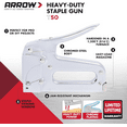 Arrow T50 Heavy Duty Staple Gun for Upholstery, Wood, and Crafts, New