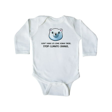 

Inktastic Don t Make Us Come Down There Stop Climate Change Polar Bear Gift Baby Boy or Baby Girl Long Sleeve Bodysuit