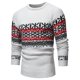 thumbnail image 2 of Hombres Raya O-cuello Manga larga Invierno Tejer Tops Jersey Blusa Suéter Pompotops hdfakjf10280, 2 of 5
