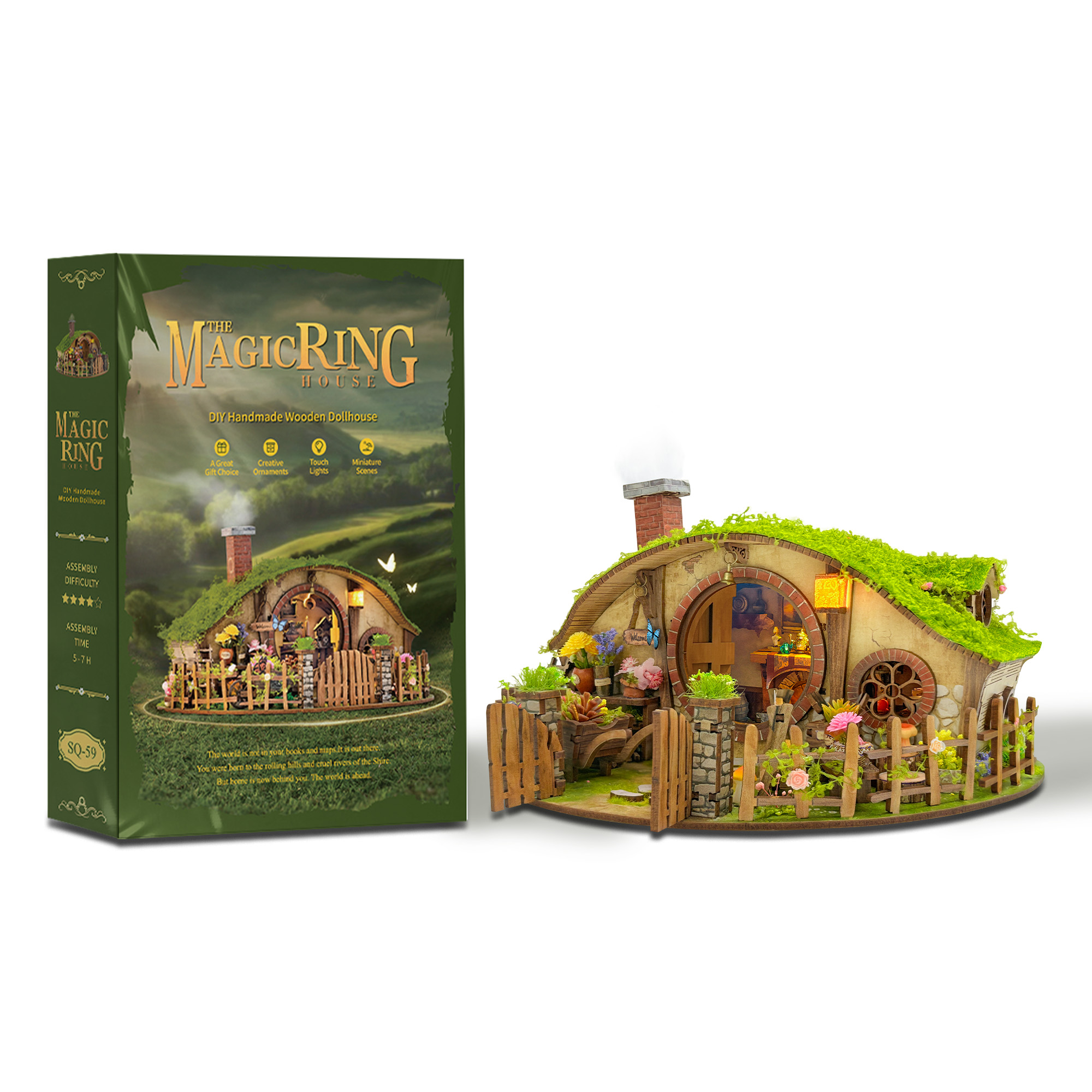 Strucwood Kit de Libro Nook DIY, Casa del Anillo Mágico Puzzle de Madera con Luces LED, Regalo de Pasatiempo 3D para Entusiastas de Manualidades (SQ-59) 5