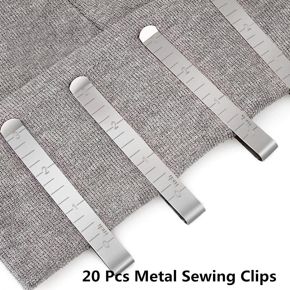 FOMIYES 20Pcs Stainless Steel Metal Sewing Clips with 3 Inches Measurement for Accurate Hemming and Quilting