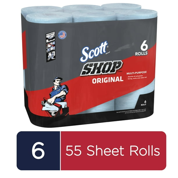 Scott Shop Towels, 6 Rolls, 55 Sheets Per Roll