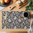 thumbnail image 2 of Placemats 1 Pack, Grey Paisley Woven Placemat, Linen Place Mats for Kitchen/Dining Tables, Ethnic Vintage Floral Botanical Abstract Washable Table Mats for Party, 2 of 8