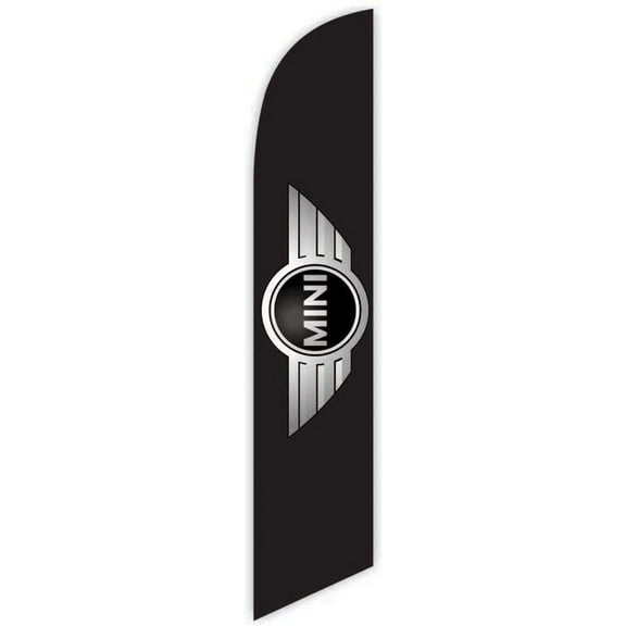 Advertising Feather Flag 12ft for Mini Cooper Black - Replacement Flag Only Without Poleset