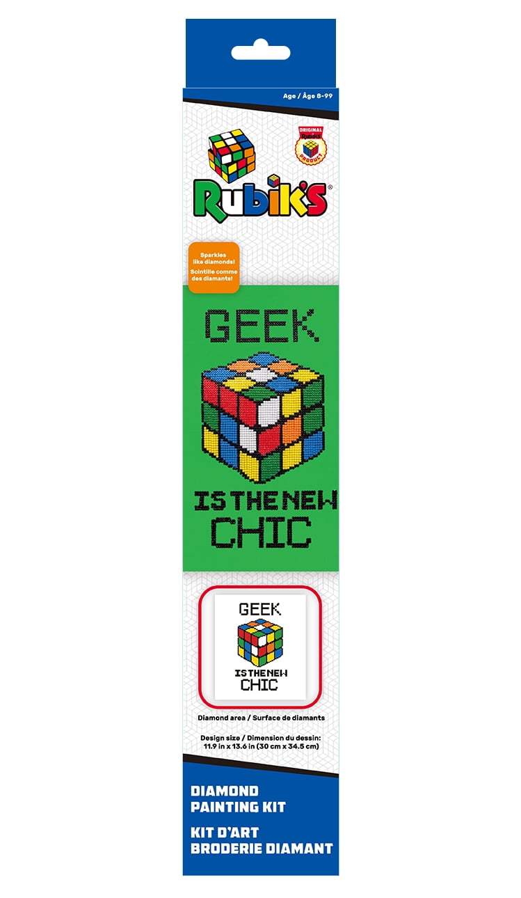 Diamond Dotz Rubik's Geek Chic Rubiks Cube Diamond Painting Kits for Adults - Diamond Art Kits a Relaxing Creative Craft Kit with Dotz Gems 11.8"x13.5"