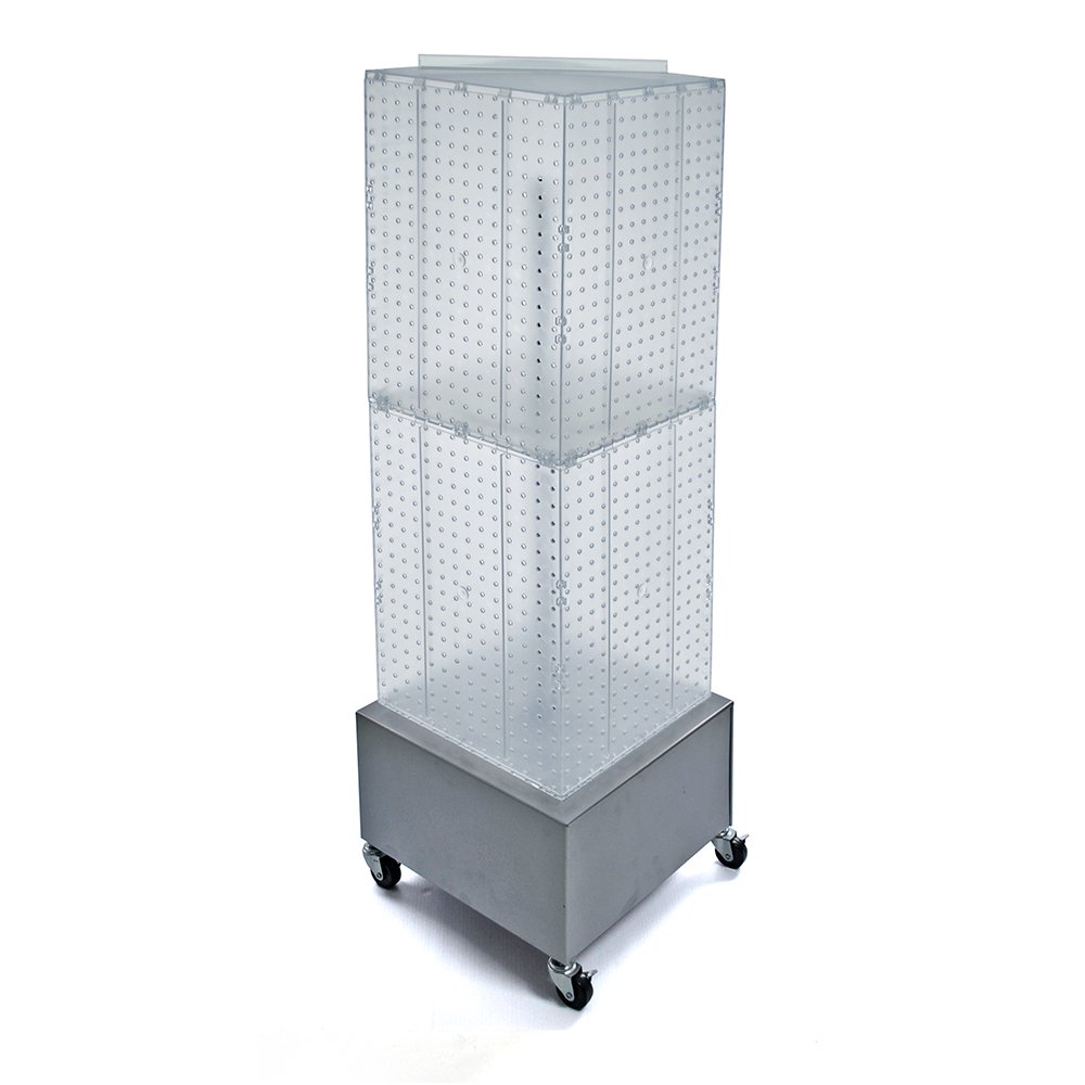 FourSided Pegboard Tower Floor Display on Metal Wheeled Base. Panel
