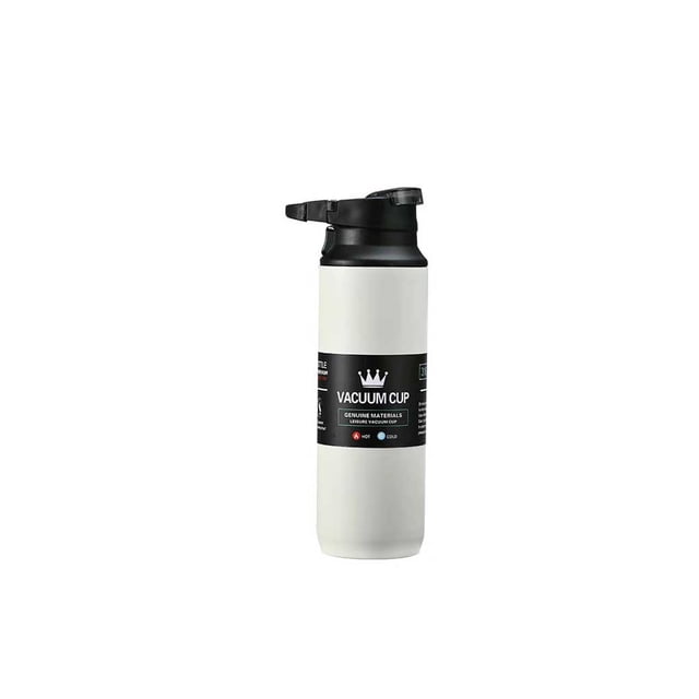 Bewildely Taza aislada de acero inoxidable prensa manual frasco de vacío portátil hogar Camping interior al aire libre botella de agua leche bebida Teteras Blanco 350ml Bewildely HA071932-07