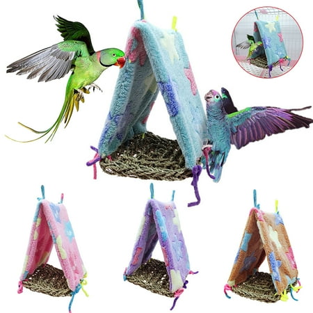 

SPRING PARK Soft Warm Flannel Straw Pad Bird Hammock Hanging Snuggle Cave Happy Hut Bird Parrot Hideaway