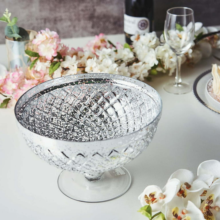 SILVER 8 Mercury Glass Compote Vase Bowl Centerpieces Event Wedding  Supplies