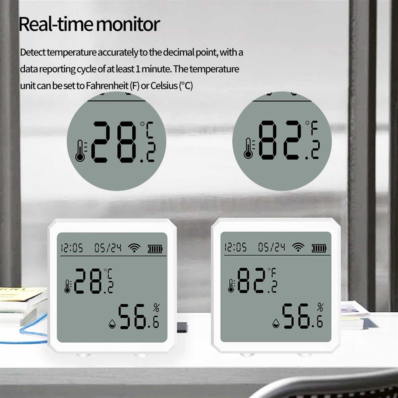 Tuya Temperature Humidity Sensor Smart Home Thermo-hygrometer Digital Display Thermometer Monitor Weather Station Clock ,High Precision